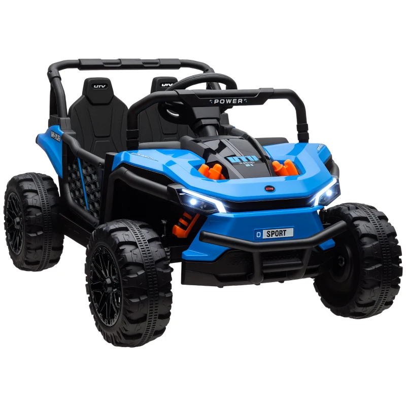 Qaba 12V Ride On Truck, Battery Powered Electric Car for Kids w/ Remote Control, 4-Wheel Suspension & LED Lights, Blue