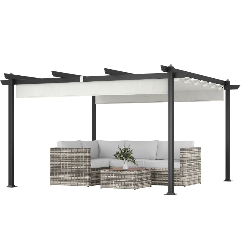 Outsunny 13' x 13' Aluminum Retractable Pergola Canopy, Outdoor Pergola for Garden, Patio, Backyard, Deck, White