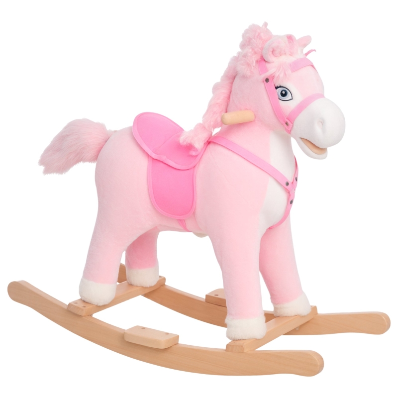 Qaba Kids Ride on Rocking Horse Toddler Plush Toy with