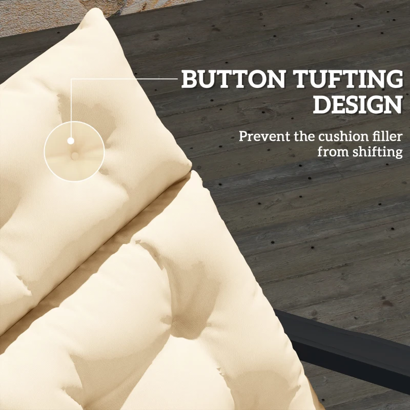 Outsunny Outdoor Chaise Lounge Cushion, Tufted Thick Patio Lounge Chair Cushion with Ties, 74.8 in. x 22 in. x 4 in., Beige