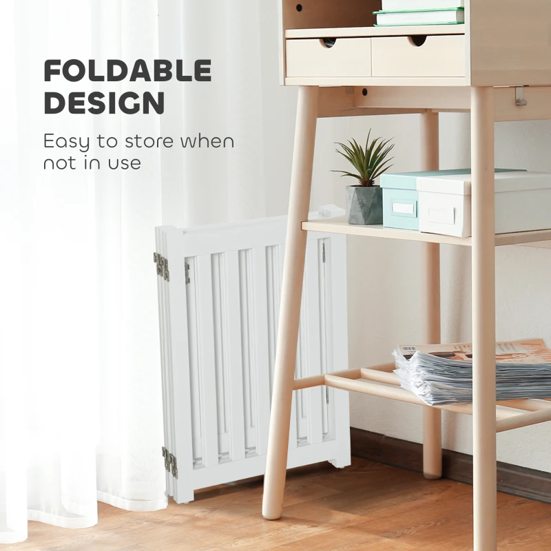 PawHut 3 in 1 Pet Furniture Set with Dog Crate Furniture, Dog Feeding Station and Foldable Pet Gate, for Home Indoor, White