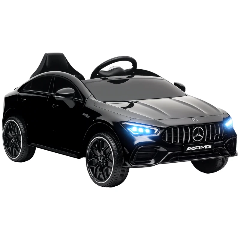Qaba Mercedes-Benz AMG Licensed 12V Kids Ride on Car with Remote Control, Rear Suspension, LED Lights, Music, Black