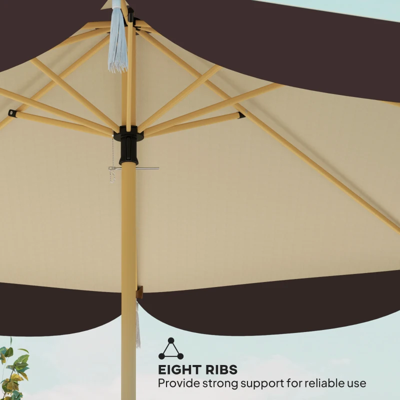 Outsunny 9FT Patio Umbrella, UPF 50+ Outdoor Market Umbrella with 8 Ribs, Vented Outdoor Table Umbrella for Deck, Backyard and Lawn, Beige