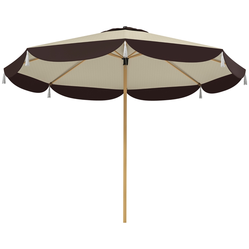 BALCONY アイボリー 36 AAZJ 14.8-ft Steel Yellow Crank Garden Patio Umbrella in the