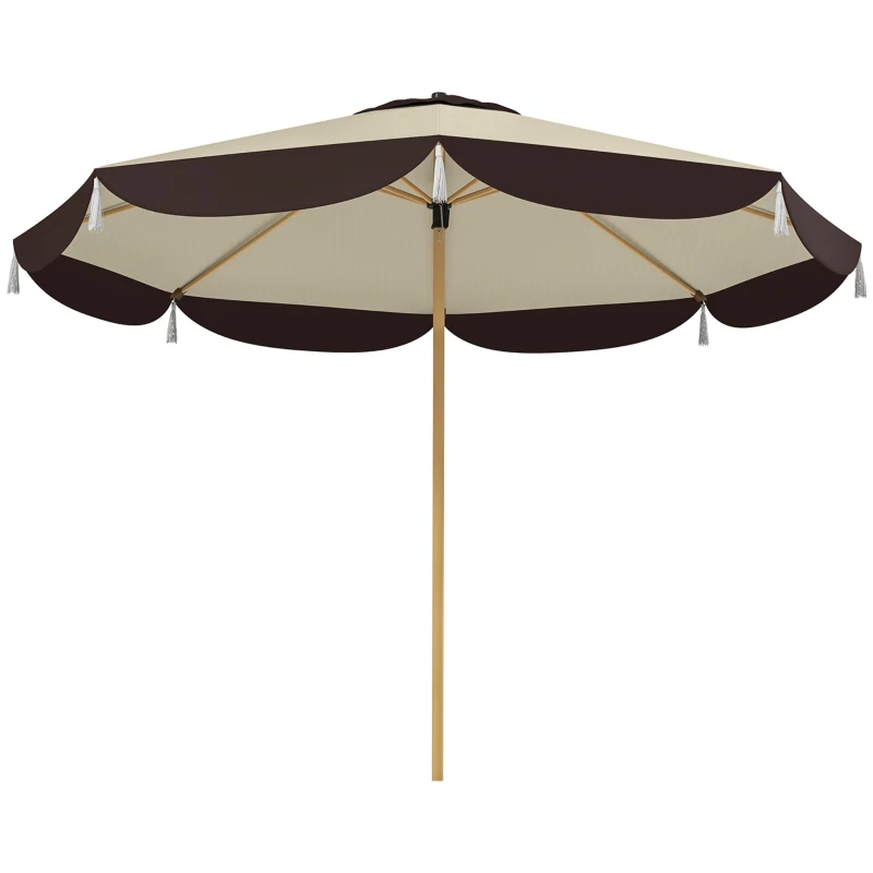 Outsunny 9FT Patio Umbrella Parasol, UPF 50+ Outdoor Market Umbrella with 8 Ribs, Vented Patio Table Umbrella for Deck, Backyard and Lawn, Beige