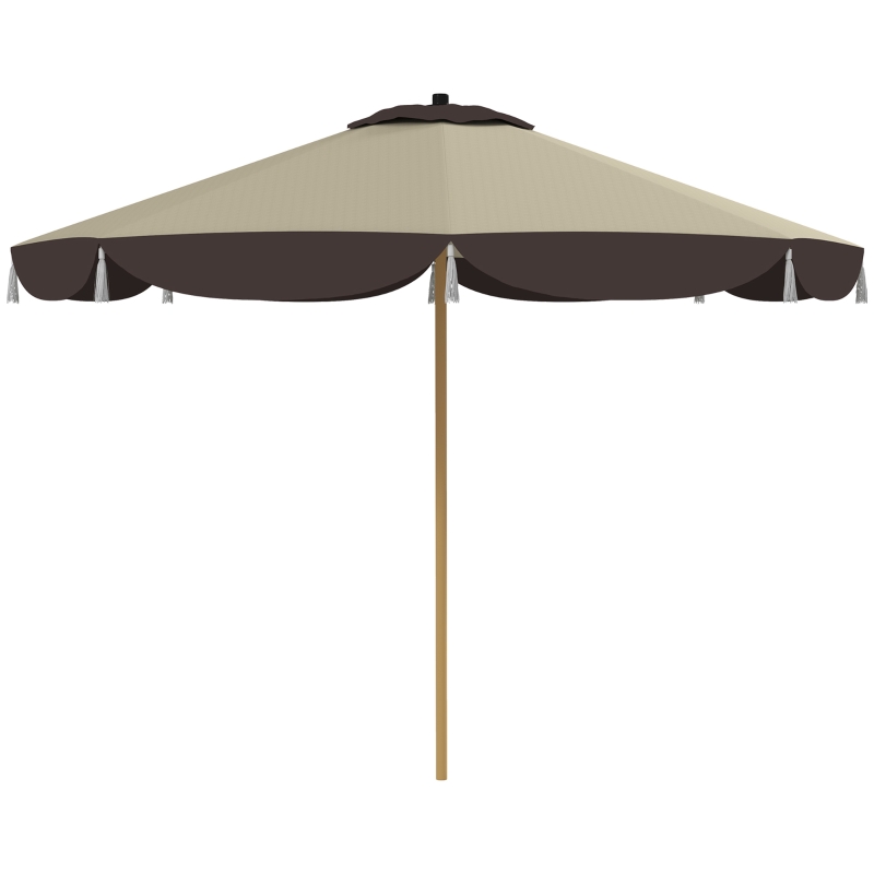 Outsunny 9FT Patio Umbrella Parasol, UPF 50+ Outdoor Market Umbrella with 8 Ribs, Vented Patio Table Umbrella for Deck, Backyard and Lawn, Beige