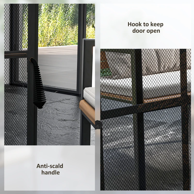 Outsunny Wood-Burning Fire Pit, Chimney Style Firepit with Poker, 28" x 28", Black