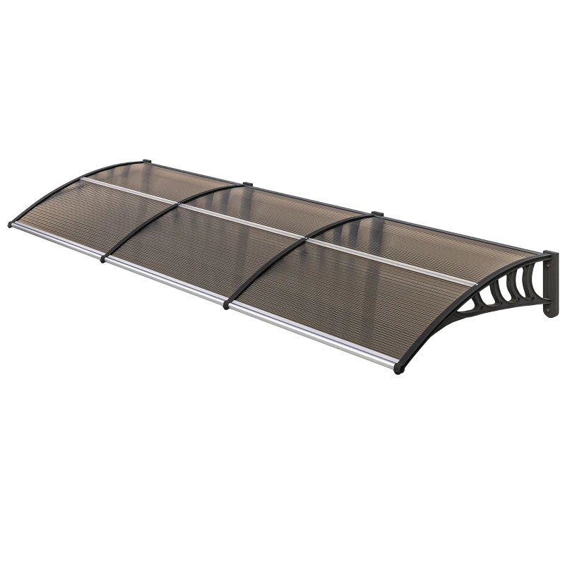 Outsunny Awning Door Canopy, 119.3" x 37.8" Polycarbonate Front Door Outdoor Patio Cover for UV Protection, Brown
