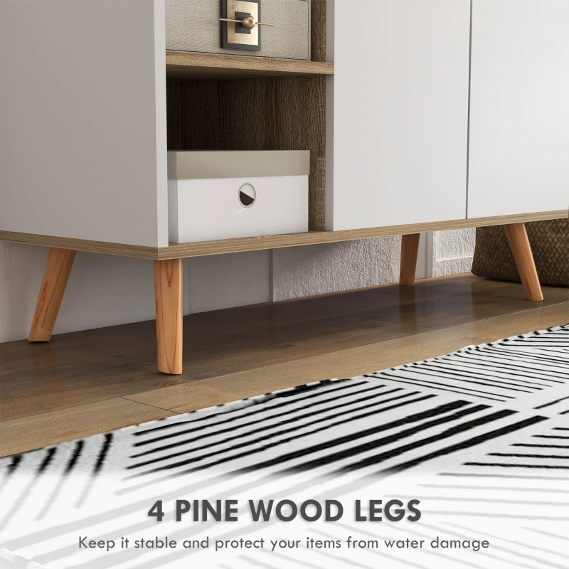 HOMCOM Modern Sideboard Cabinet, Freestanding Sideboards and Buffets with 2 Doors, Drawer and Adjustable Shelves