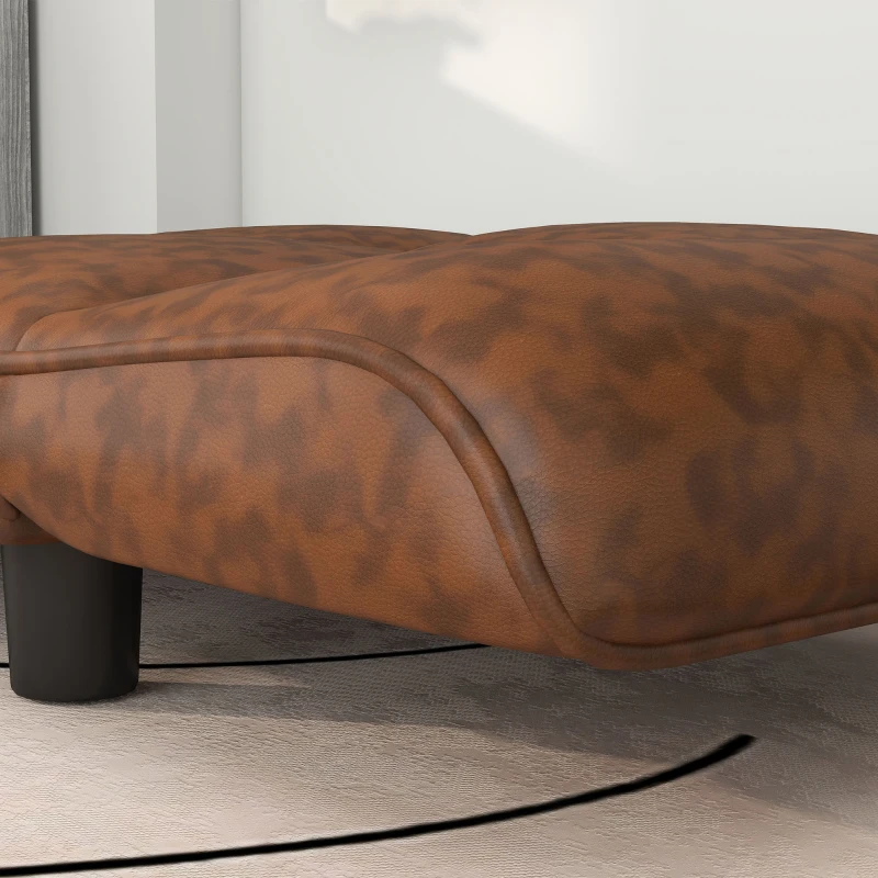 PawHut Pet Sofa Dog Bed Couch, Foldable Cat Lounger PU Leather Cover for Medium & Large Sized Animals, 39" x 21.75" x 17.75", Expandable to 52" x 30.25" x 7", Brown