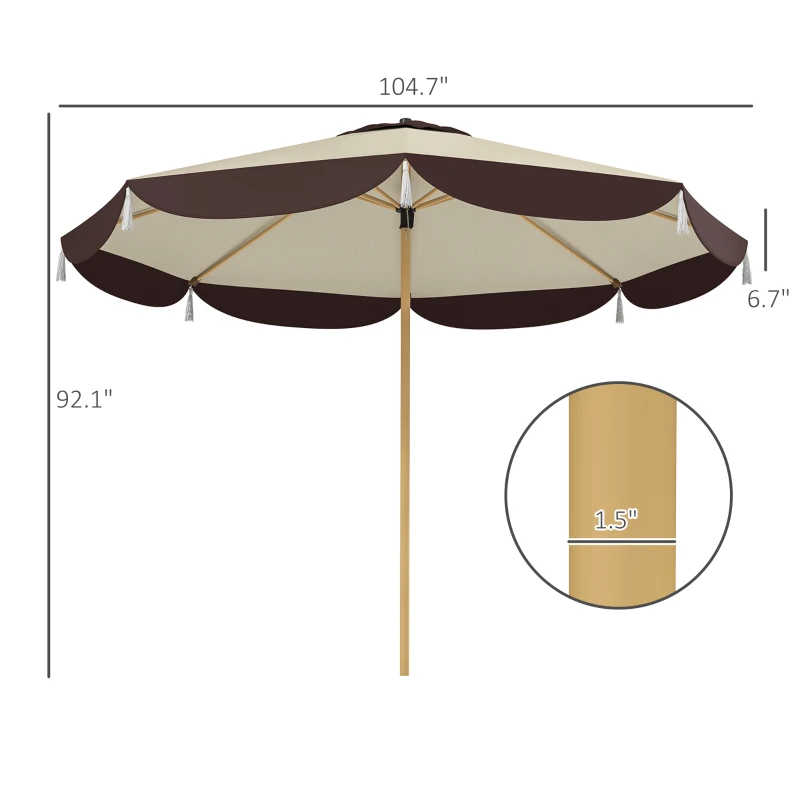 Outsunny 9FT Patio Umbrella, UPF 50+ Outdoor Market Umbrella with 8 Ribs, Vented Outdoor Table Umbrella for Deck, Backyard and Lawn, Beige