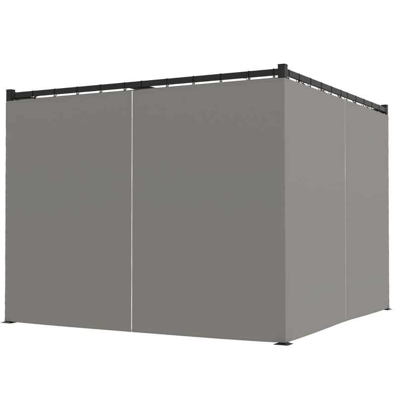 Outsunny 10' x 10' Retractable Pergola, Garden Gazebo Shelter with Curtains, for Grill, Patio, Deck, Light Grey