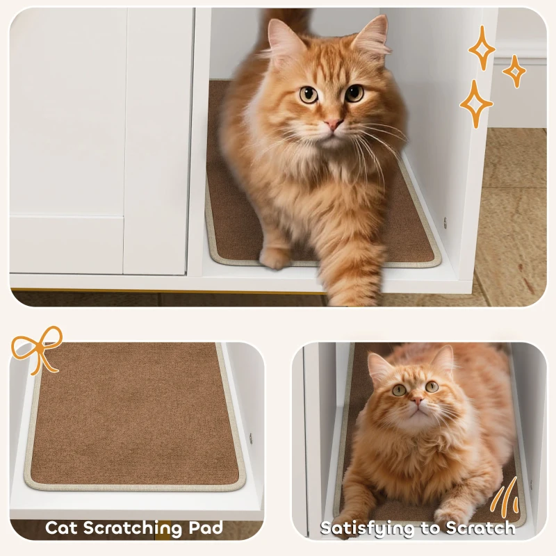 PawHut Cat Litter Box Enclosure End Side Table with Scratching Pad, Storage, for Living Room, Bedroom, 31.5" x 20" x 24"