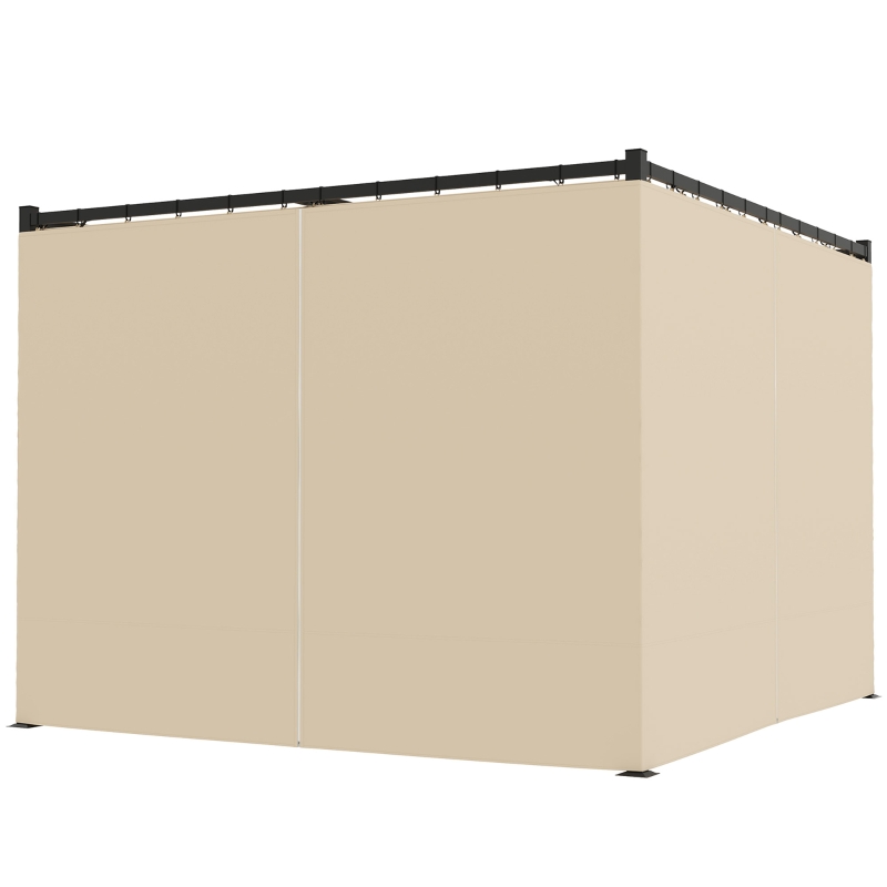 Outsunny 10' x 10' Retractable Pergola, Garden Gazebo Shelter with Curtains, for Grill, Patio, Deck, Beige