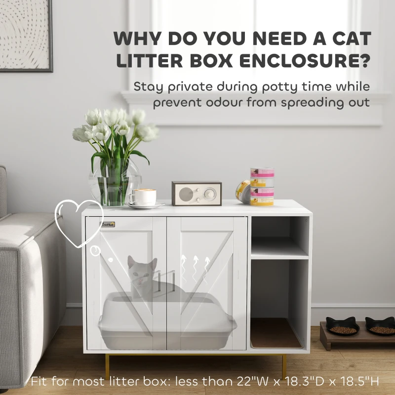 PawHut Cat Litter Box Enclosure End Side Table with Scratching Pad, Storage, for Living Room, Bedroom, 31.5" x 20" x 24"