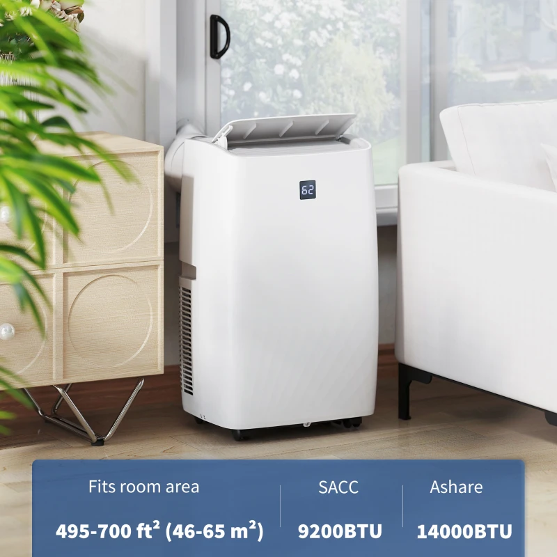 HOMCOM 14000 BTU Portable Air Conditioner, AC Unit with Cool, Dehumidifier, Fan, 700 Sq. ft, 24H Timer On Off, Window Kit