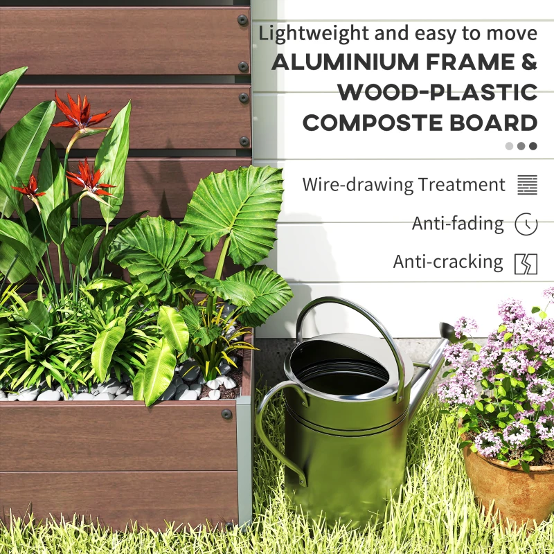 Outsunny Trellis Planter for Climbing Plants, Raised Garden Bed with Trellis, Planter Box for Outdoor Garden, Light Brown