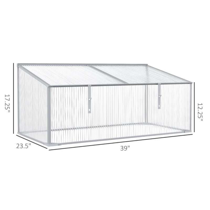 Outsunny 39''x23.5''x17.25'' Outdoor & Indoor Greenhouse for Plants Larger Room with Adjustable Sunshine Board, Cold Frame