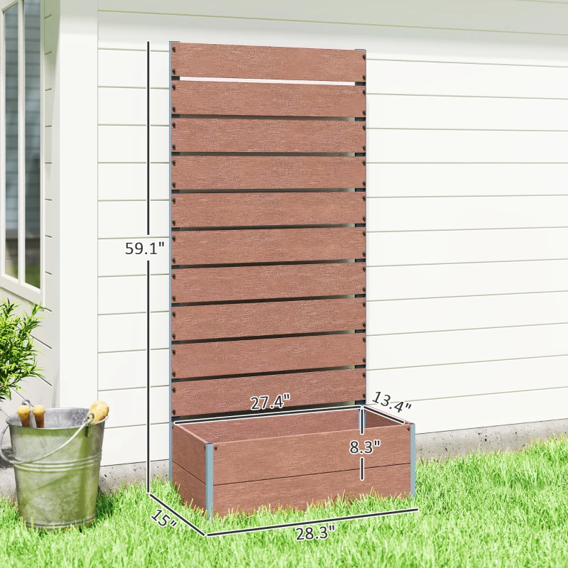 Outsunny Trellis Planter for Climbing Plants, Raised Garden Bed with Trellis, Planter Box for Outdoor, 28.25" x 15" x 59", Brown
