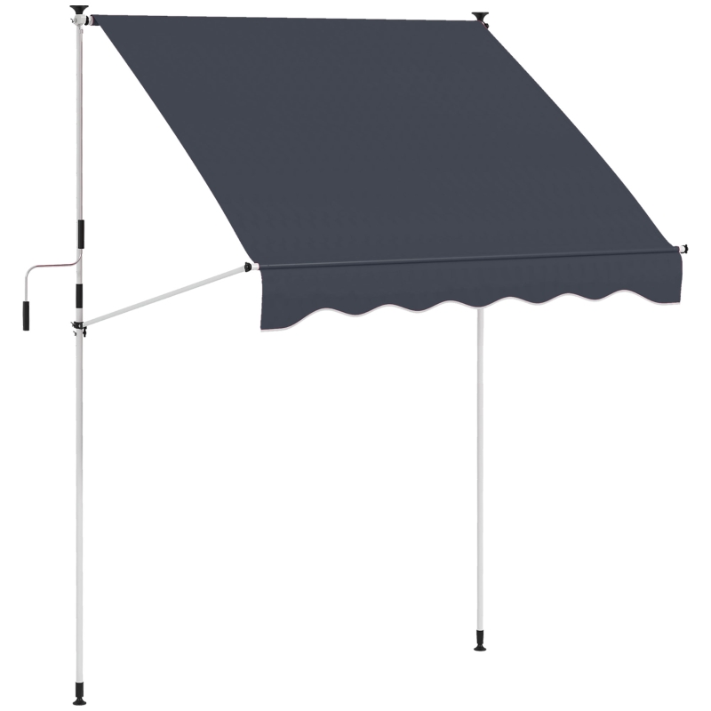 Outsunny 6.6'x5' Manual Retractable Patio Awning Sun Shelter Window Door Deck Canopy, Water Resistant UV Protector, Black