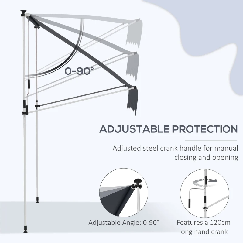 Outsunny 6.6'x5' Manual Retractable Patio Awning Sun Shelter Window Door Deck Canopy, Water Resistant UV Protector, Black