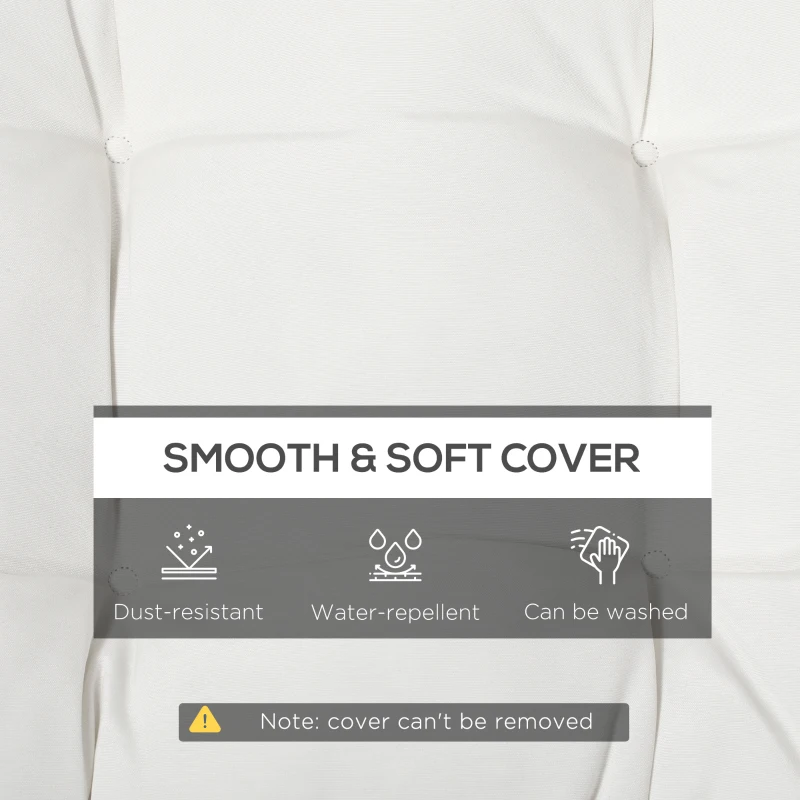 Outsunny Set of 2 Patio Bench Replacement Cushions, 2 Seater Outdoor Loveseat Cushion Seat Pad, 43" x 19" x 3", Cream White