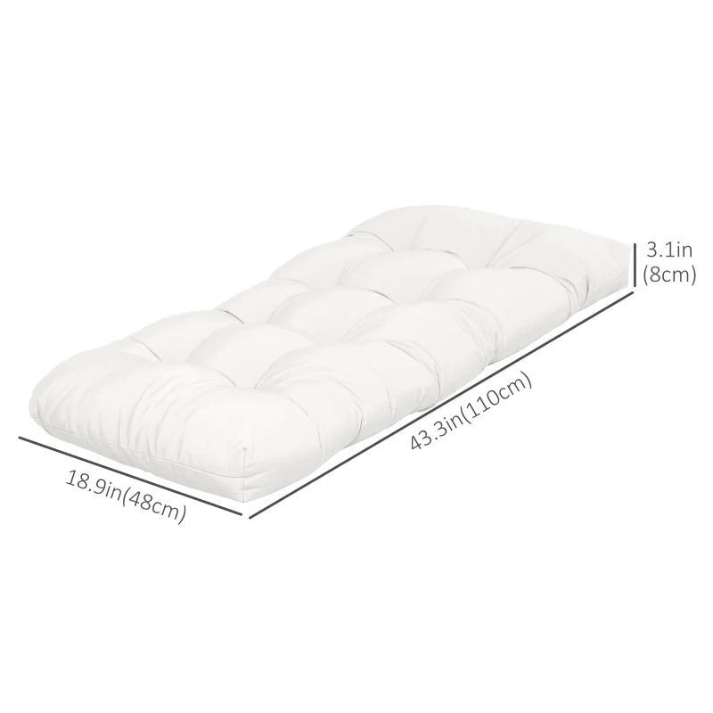 Outsunny Set of 2 Patio Bench Replacement Cushions, 2 Seater Outdoor Loveseat Cushion Seat Pad, 43" x 19" x 3", Cream White