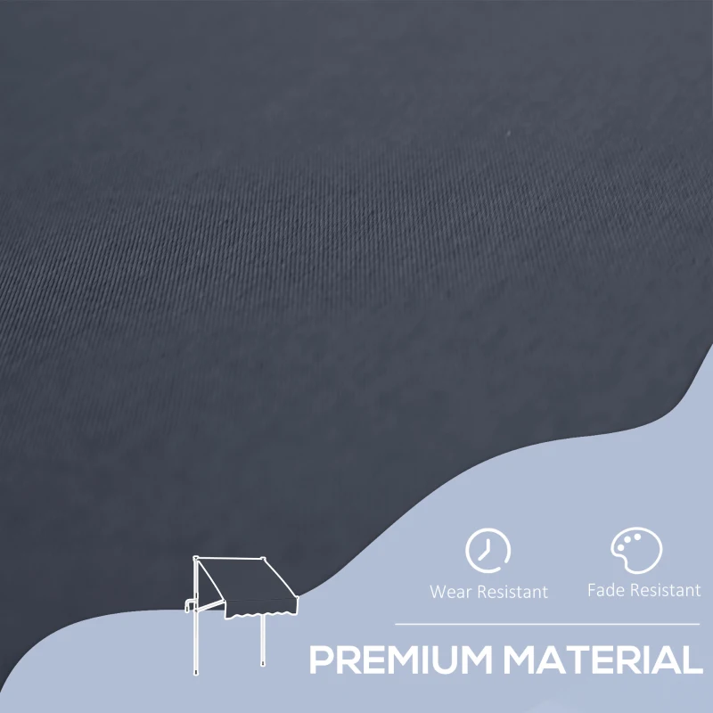 Outsunny 6.6'x5' Manual Retractable Patio Awning Sun Shelter Window Door Deck Canopy, Water Resistant UV Protector, Black