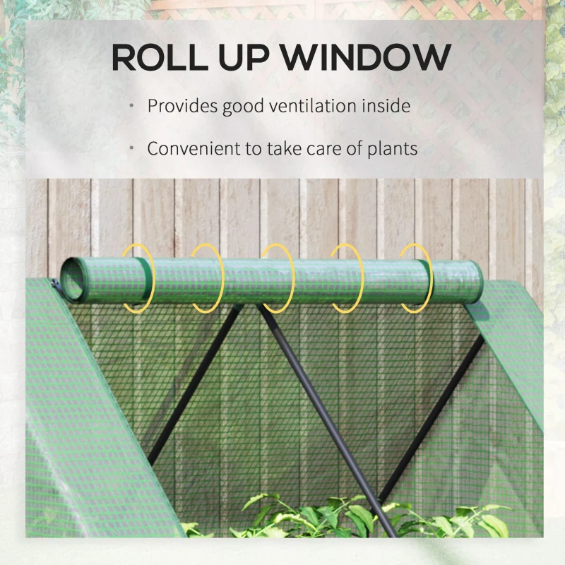 Outsunny Steel Outdoor Raised Garden Bed with Greenhouse,Cover, Roll Up Door, Dual Use, 50"x37.4"x36.2", Green