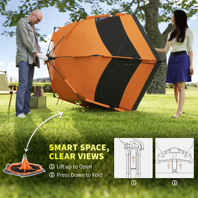 Outsunny Hexagon Double Layer Easy Pop Up Camping Tent 4-6 Person Portable Folding Dome Shelter Hiking Travel Tent All Season Used