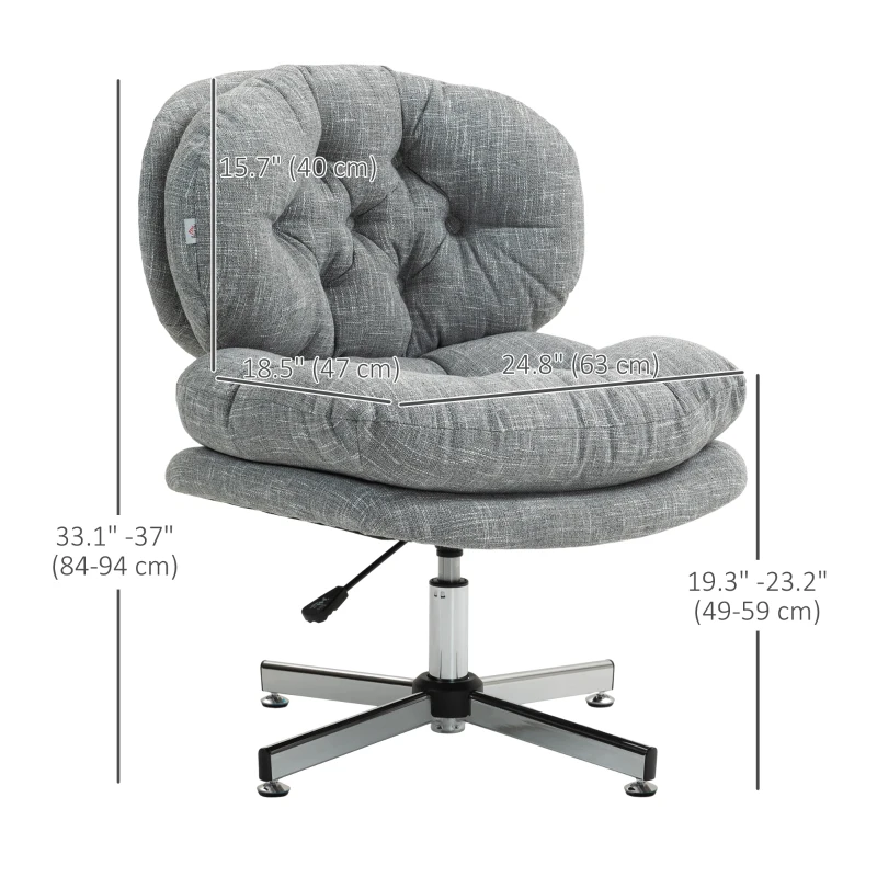 HOMCOM Computer Desk Chair, Armless Office Chair with Wide Padded Seat and Adjustable Height, Grey