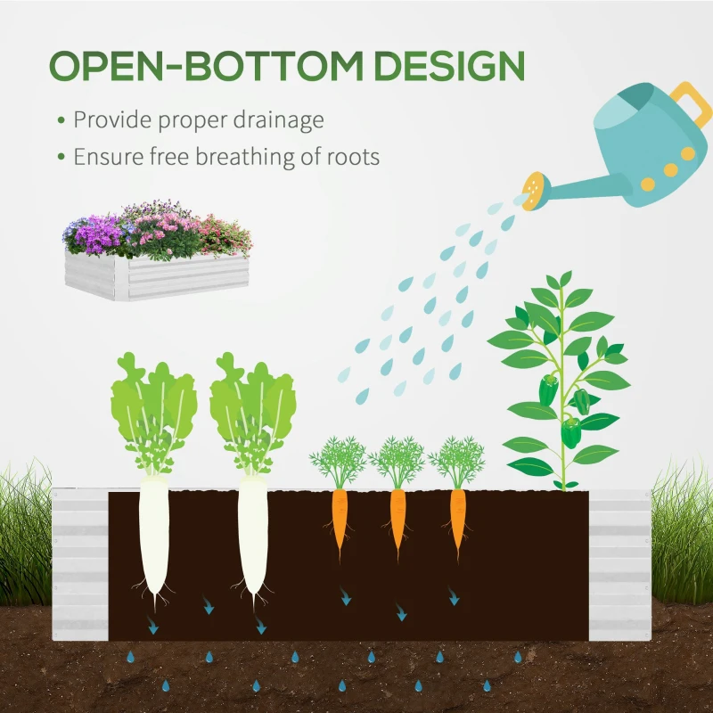 Outsunny Steel Outdoor Raised Garden Bed with Greenhouse,Cover, Roll Up Door, Dual Use, 50"x37.4"x36.2", Green