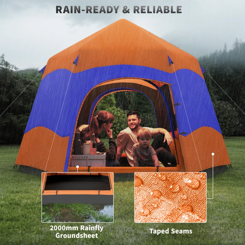 Outsunny Hexagon Double Layer Easy Pop Up Camping Tent 4-6 Person Portable Folding Dome Shelter Hiking Travel Tent All Season Used