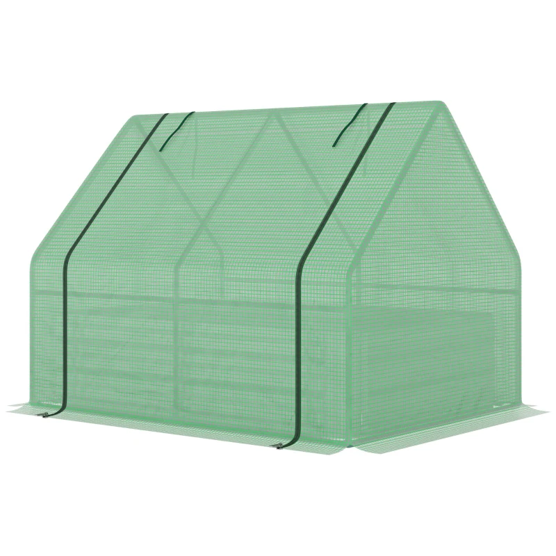 Outsunny Steel Outdoor Raised Garden Bed with Greenhouse,Cover, Roll Up Door, Dual Use, 50"x37.4"x36.2", Green