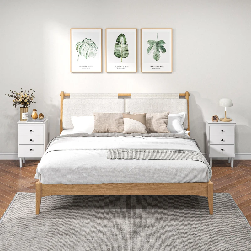 HOMCOM Set of Two Three-Drawer Modern Bedside Tables for Bedroom, White