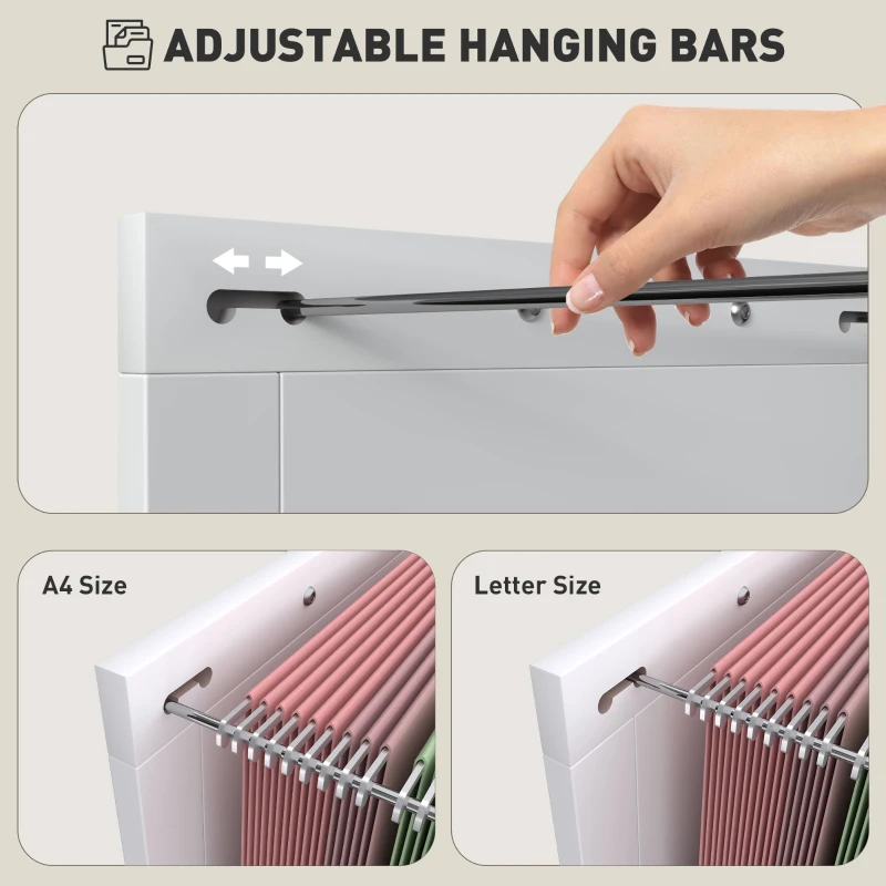 HOMCOM Vertical Filing Cabinet with 2 Drawers, Rustic Farmhouse Office Storage Cabinet for A4, Letter Size, Distressed White