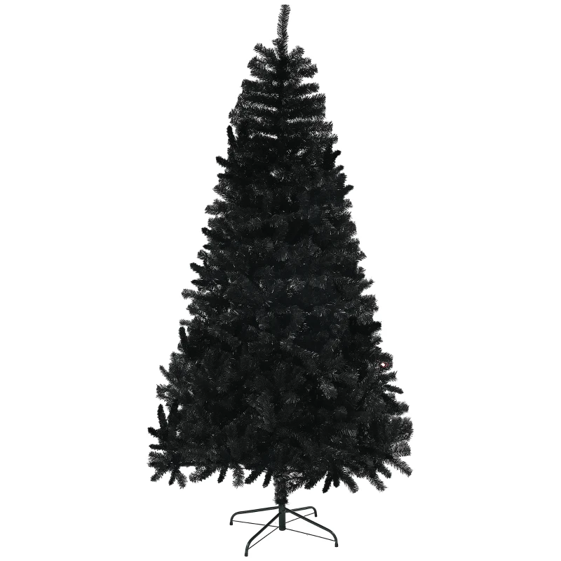 HOMCOM 7.5ft Artificial Christmas Trees with Auto Open and Steel Base, Black