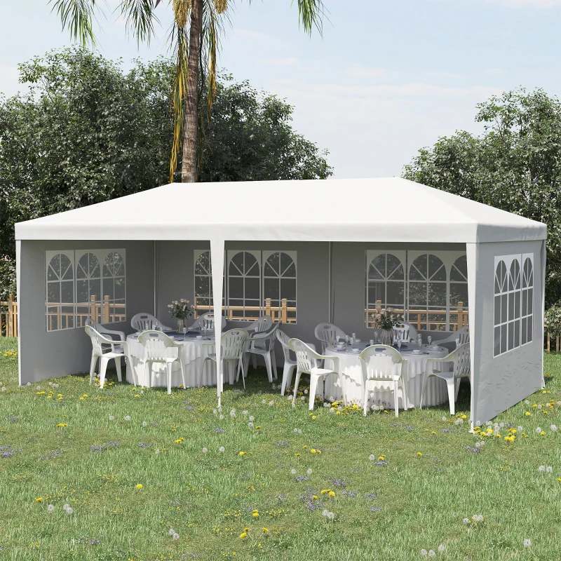 Outsunny Large 20' x 10' Gazebo Canopy Party Tent with 4 Removable Window Side Walls, Outdoor Events - White