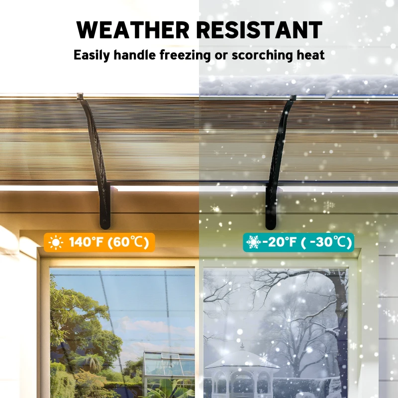 Outsunny Awning Door Canopy, 119.3" x 37.8" Polycarbonate Front Door Outdoor Patio Cover for UV Protection, Brown
