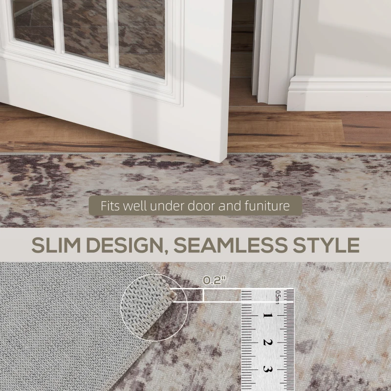 HOMCOM Machine Washable Area Rug 4x6, Non-Slip Modern Abstract Floor Carpet for Living Room, Bedroom, Dining Room, Mixed-Brown