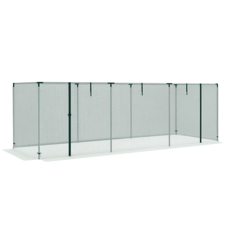 Outsunny Galvanized Steel Crop Cage, Plant Protection Tent with Zippered Door, 12' x 4', Green