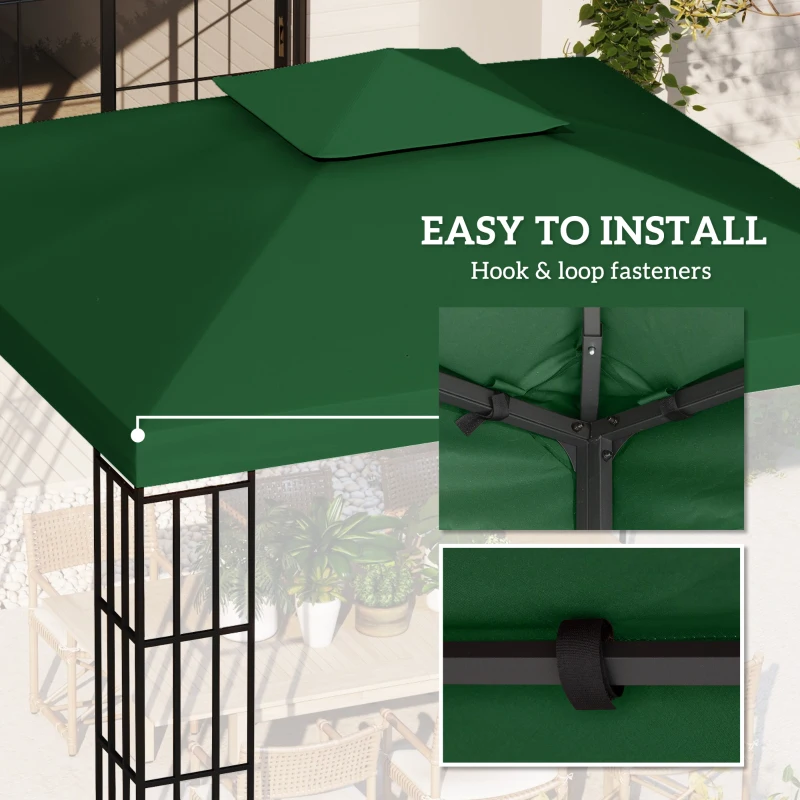 Outsunny 10' x 10' Canopy Replacement 2-Tier Gazebo Canopy Top Cover, Green