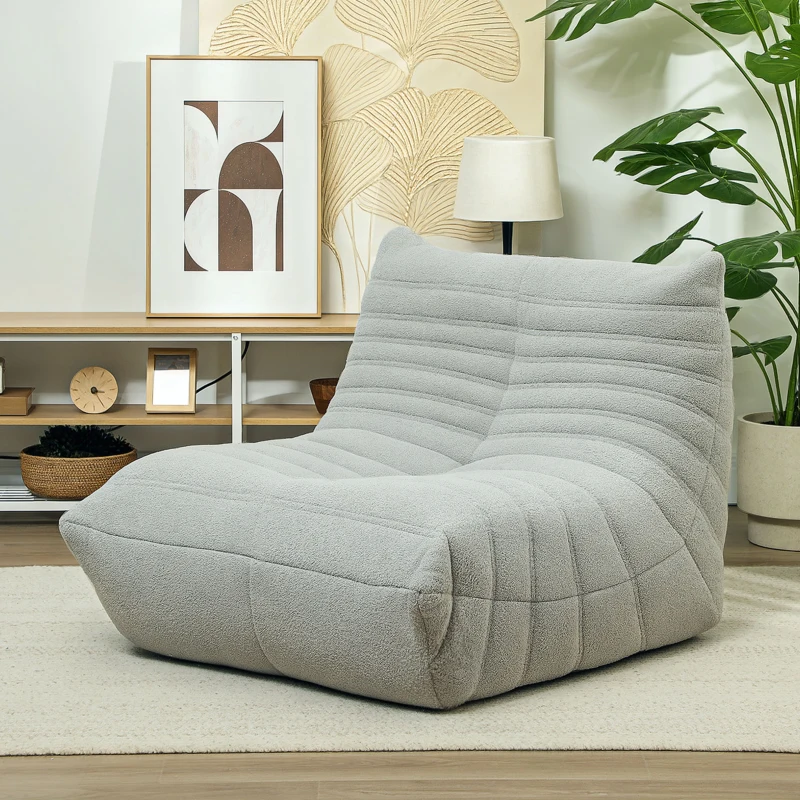 HOMCOM Bean Bag Chair for Adults, Giant Fireside Chair, Bean Bag Sofa with High Density Foam for Living Room, Light Gray