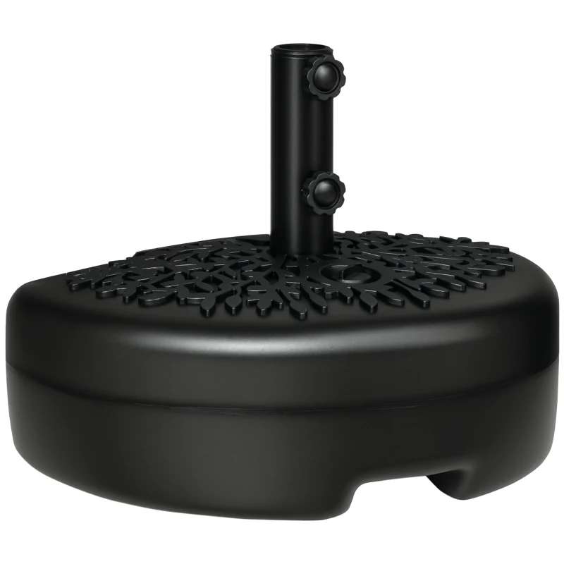Outsunny Plastic Half Round Umbrella Base, Sand or Water Filled Half Patio Umbrella Stand Holder 40lb Water or 46lb Sand, Black