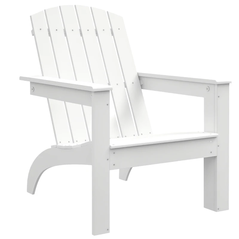 Outsunny Adirondack Chair Patio Muskoka Chair, Outdoor Poplar Wood Fire Pit Chair, Pre-Assembled Backrest Chaise Adirondack with High-back, Large Seat, for Deck, Garden, White