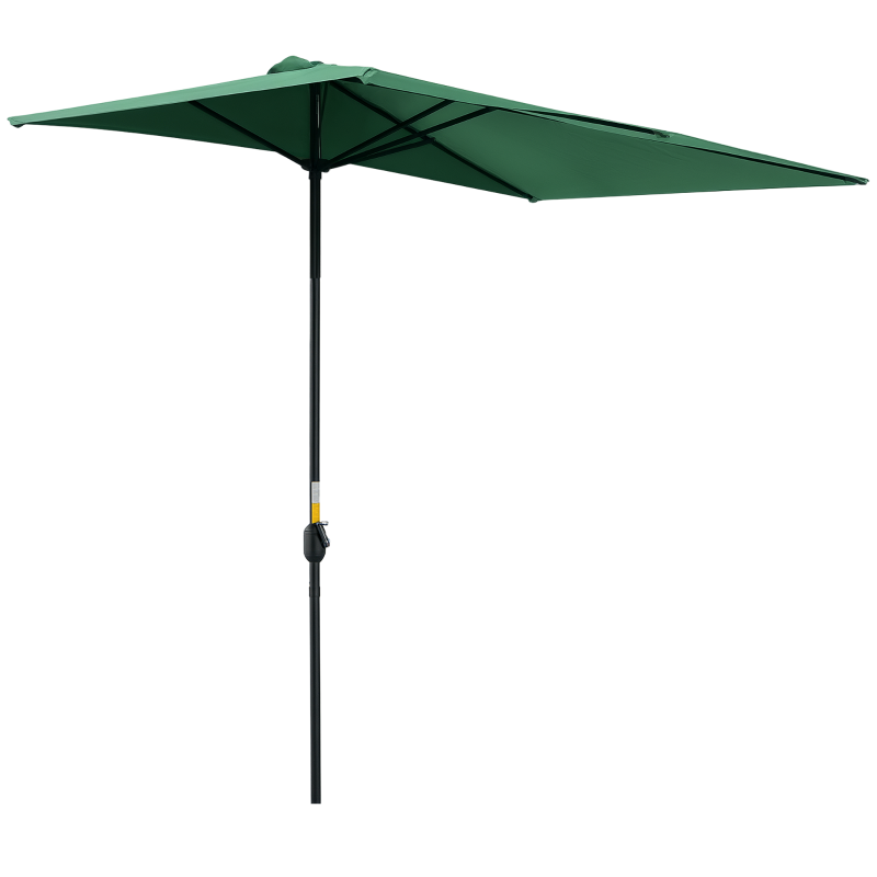 Outsunny 8ft Half Umbrella Outdoor Balcony Parasol Patio Garden Outdoor Window Sun Shade w/ 5 Ribs, Green