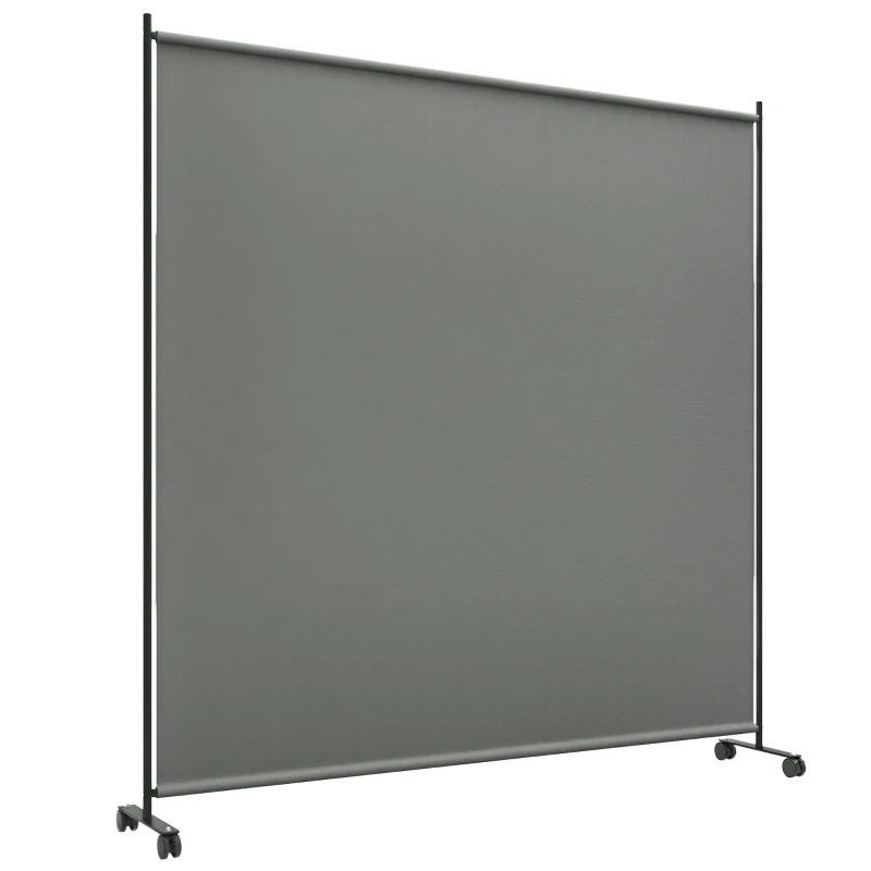 Outsunny Outdoor Room Divider with Castor Wheels, Rolling Privacy Screen for Patio Backyard Pool Hot Tub, 6ft Tall