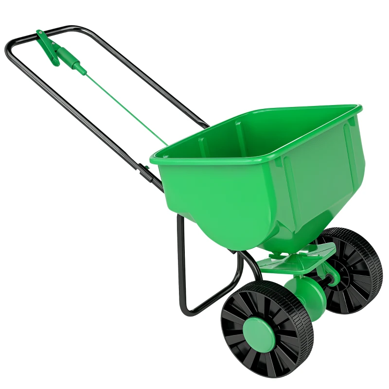 Outsunny Broadcast Spreader, 40 L Walk-Behind Fertilizer Spreader with 8.5" Wheels for Fertilizer, Seeds, Salt, 132 LB Capacity