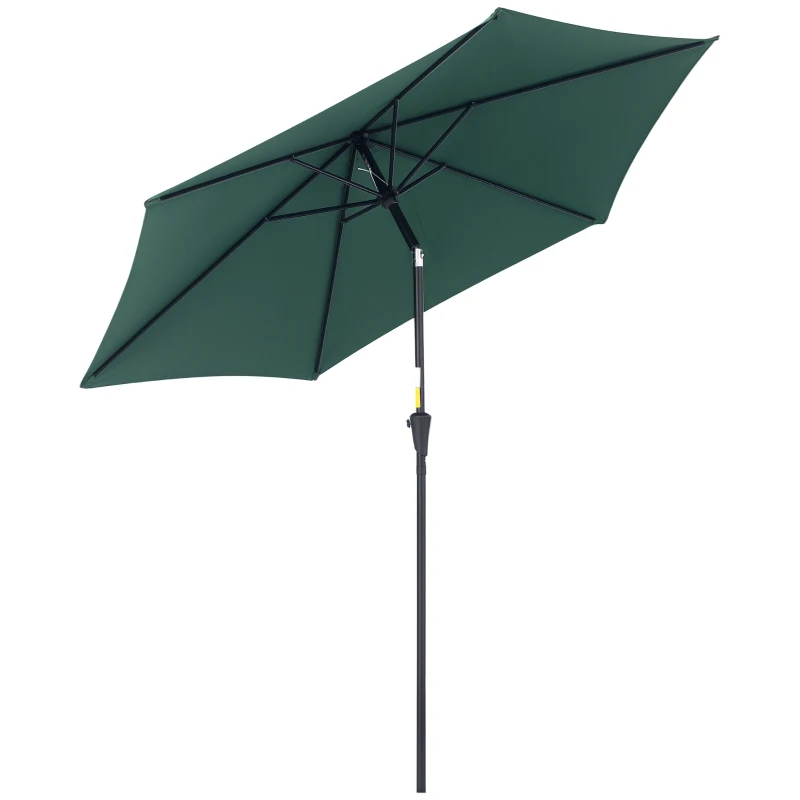 Outsunny 8.5FT Patio Umbrella, Round Garden Parasol with 6 Ribs, Market Sunshade Tilt Canopy w/ Crank Handle for Outdoor, Green