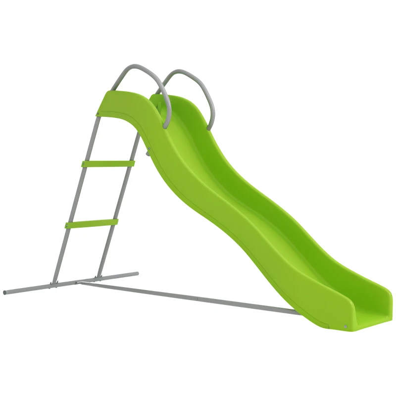 Qaba 5.7FT Outdoor Slide for Kids Ages 3-8, Climbing Step Ladder, Playground Equipment for Backyard, Garden, Green